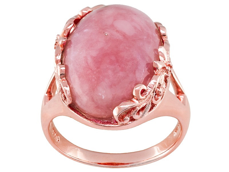 Stratify(Tm) Oval Cabochon Peruvian Pink Opal 18k Rose Gold Over ...