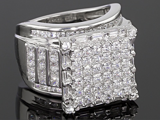 Bella Luce (R) 5.40ctw Princess Cut, Baguette And Round Rhodium Plated ...